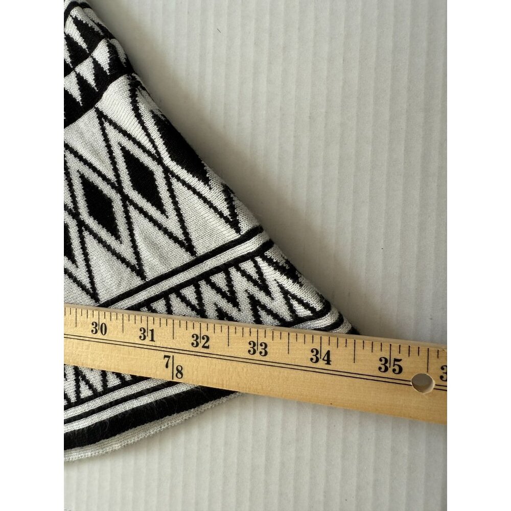 Xhilaration Black Fit & Flare Geometric Tribal Border Knit Dress M Office Career - Picture 9 of 10